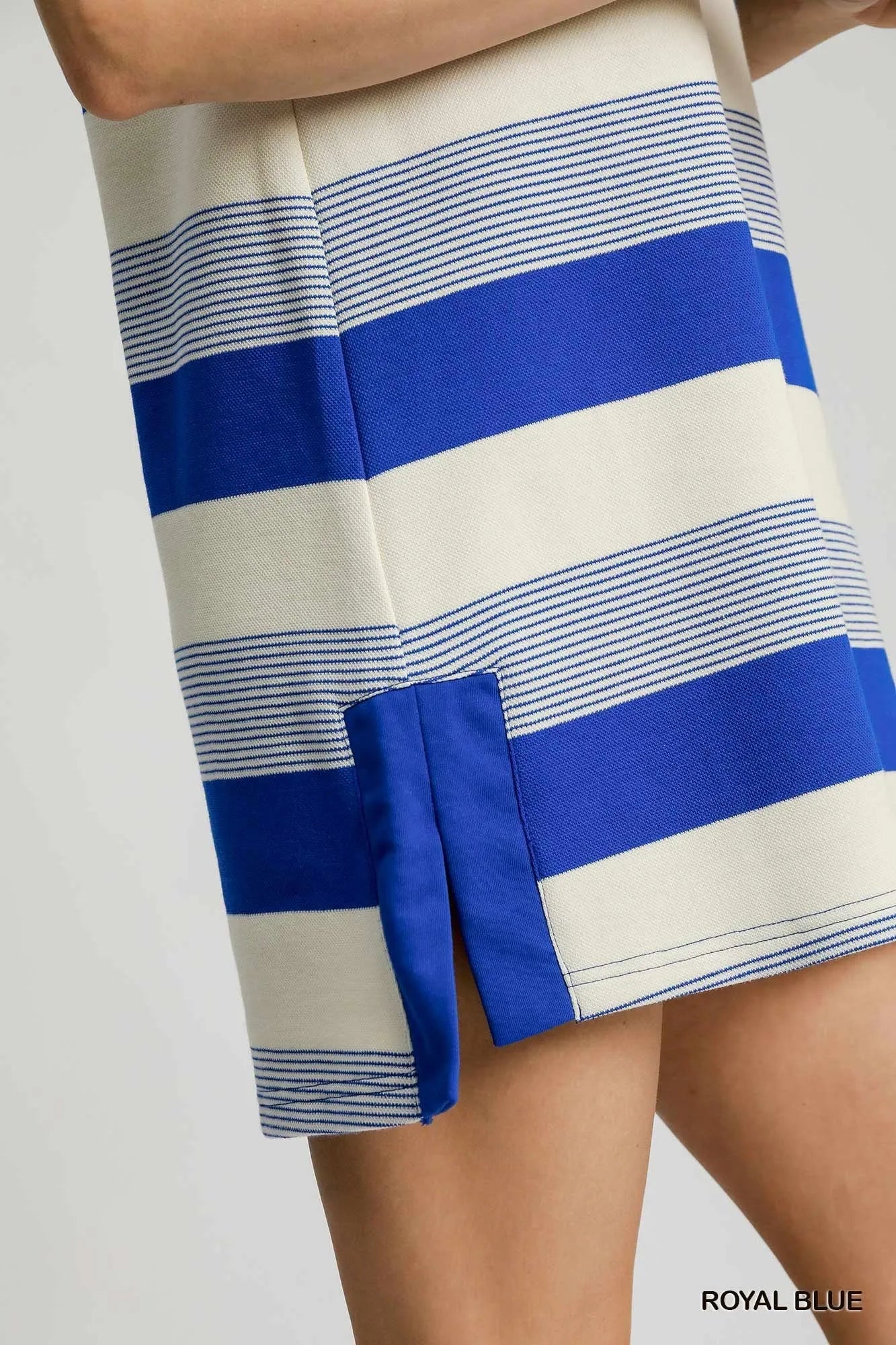 Umgee French Terry Side Slit Striped Mini Dress - Blu Lotus Boutique