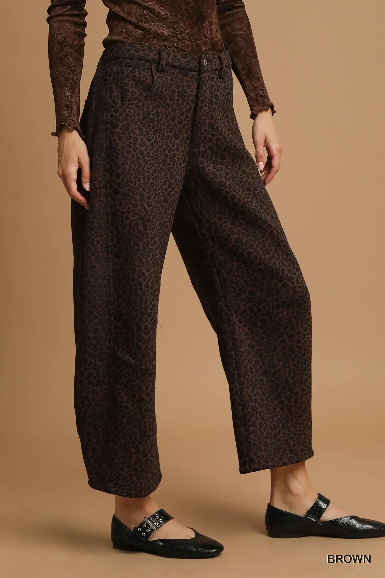 Umgee Leopard Print Wide Leg Pants - Blu Lotus Boutique