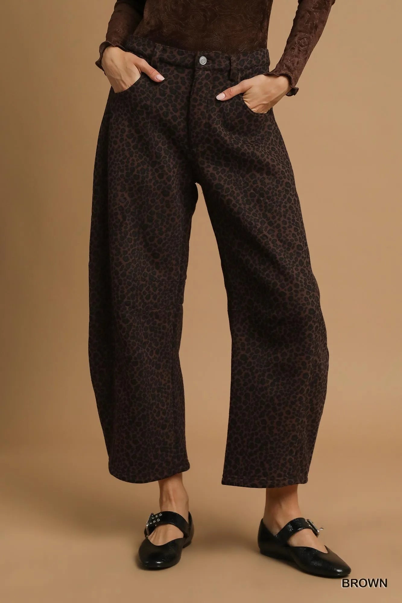 Umgee Leopard Print Wide Leg Pants - Blu Lotus Boutique