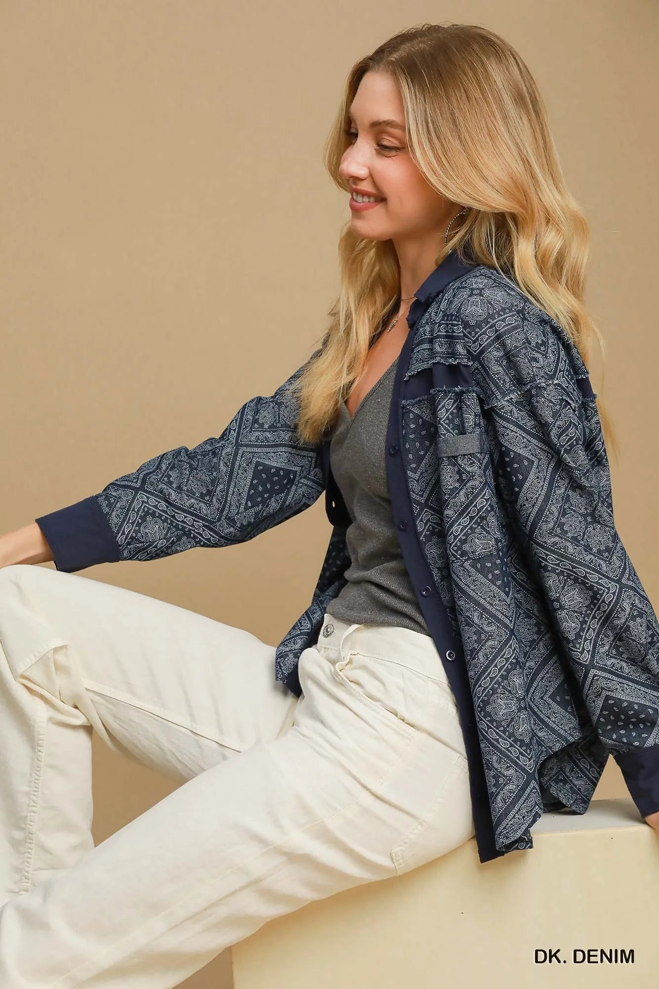 Umgee Paisley Print Denim Shirt Jacket - Blu Lotus Boutique
