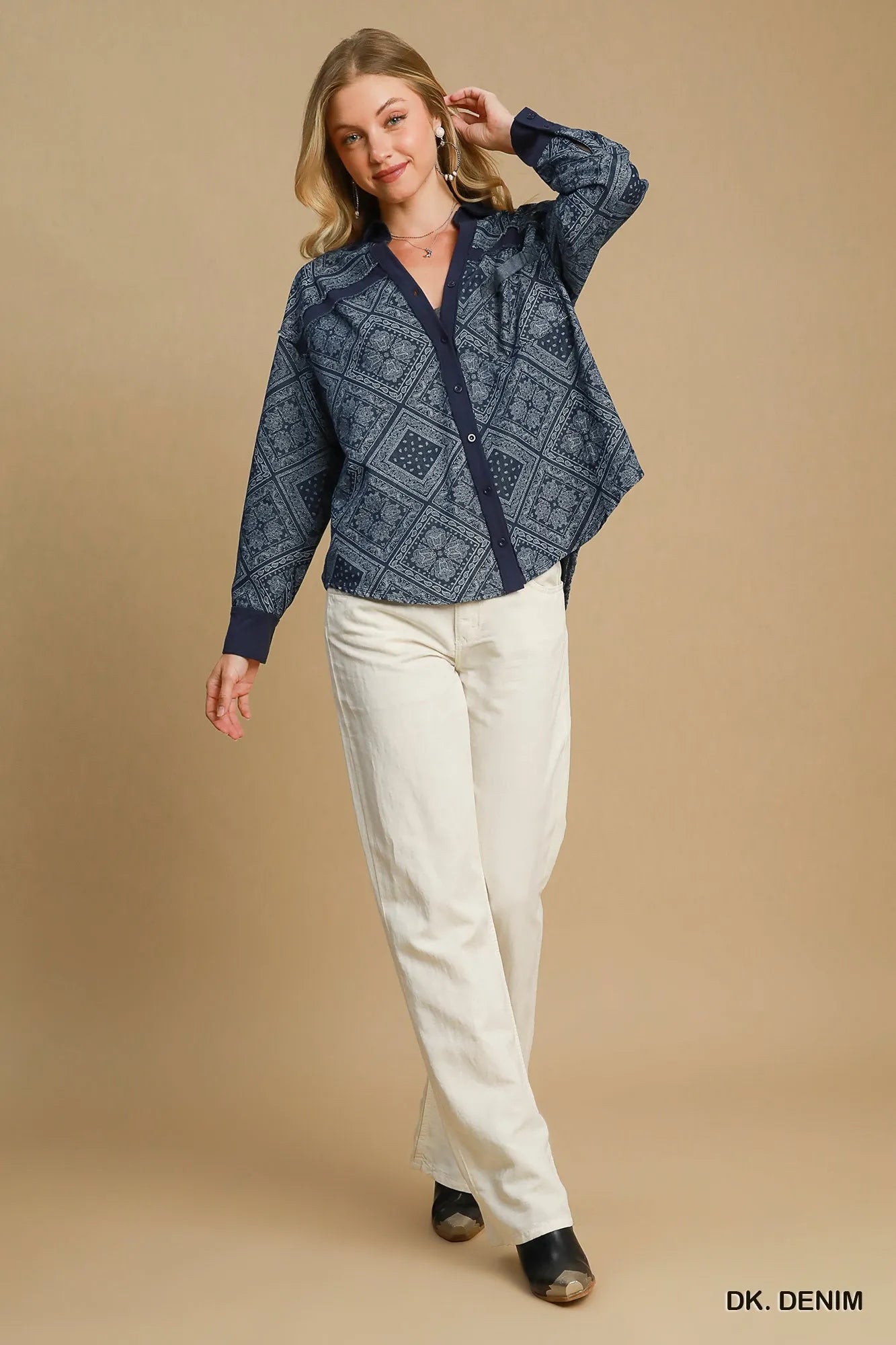 Umgee Paisley Print Denim Shirt Jacket - Blu Lotus Boutique