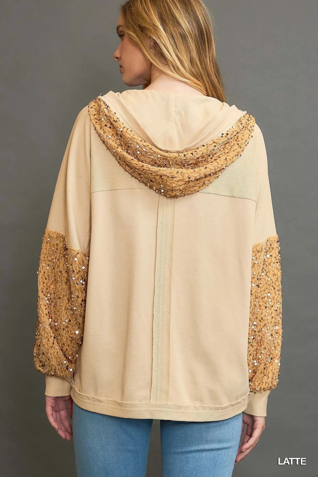Umgee Sequined French Terry Jacket - Blu Lotus Boutique