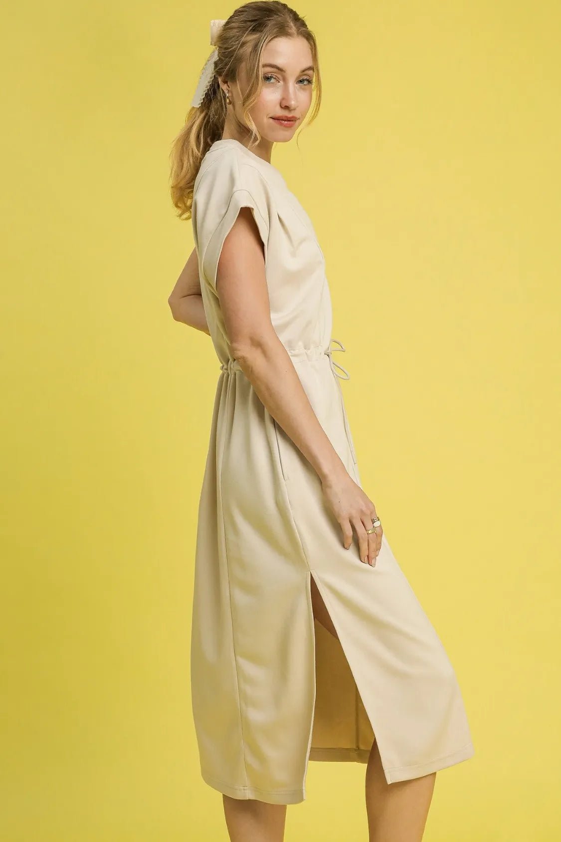 Umgee Side Slit Short Sleeve Midi Tee Dress - Blu Lotus Boutique