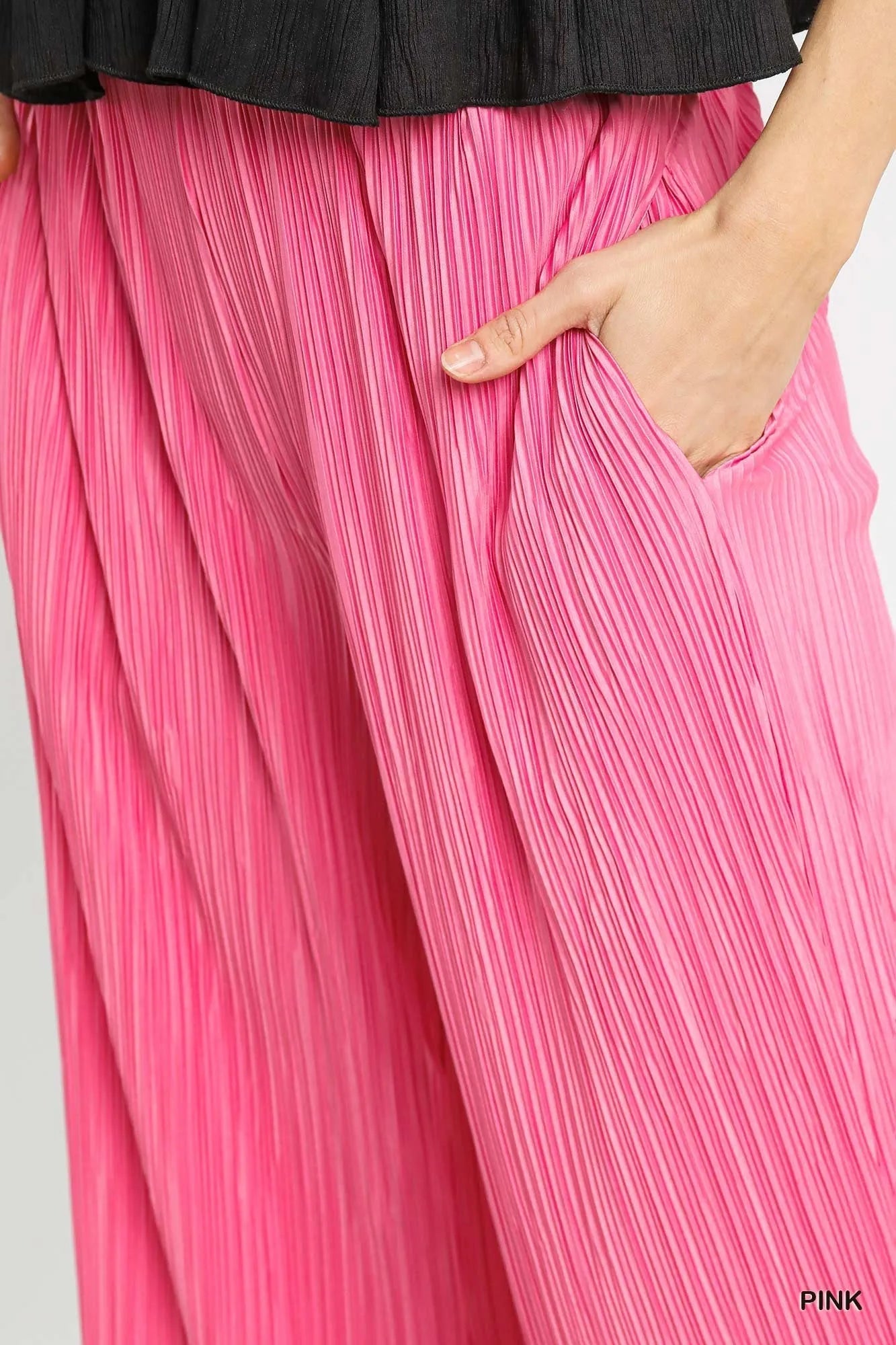 Umgee Wide Leg Textured Pants - Blu Lotus Boutique