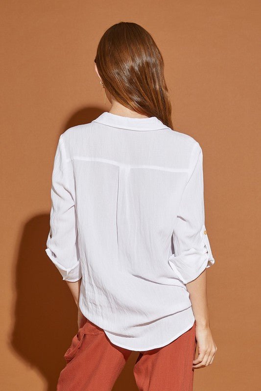 V Neck Button Down Henley Shirt - Blu Lotus Boutique
