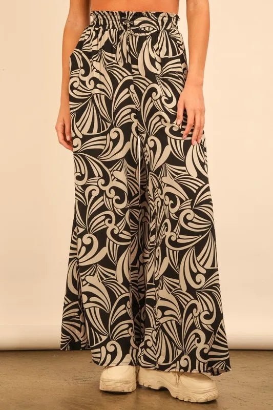VERY J Plus Size Printed Wide Leg Pants - Blu Lotus Boutique