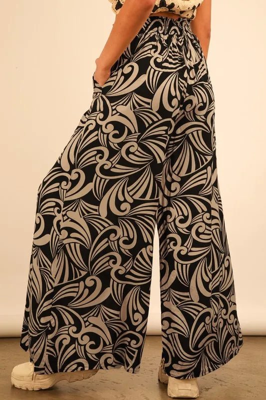VERY J Plus Size Printed Wide Leg Pants - Blu Lotus Boutique