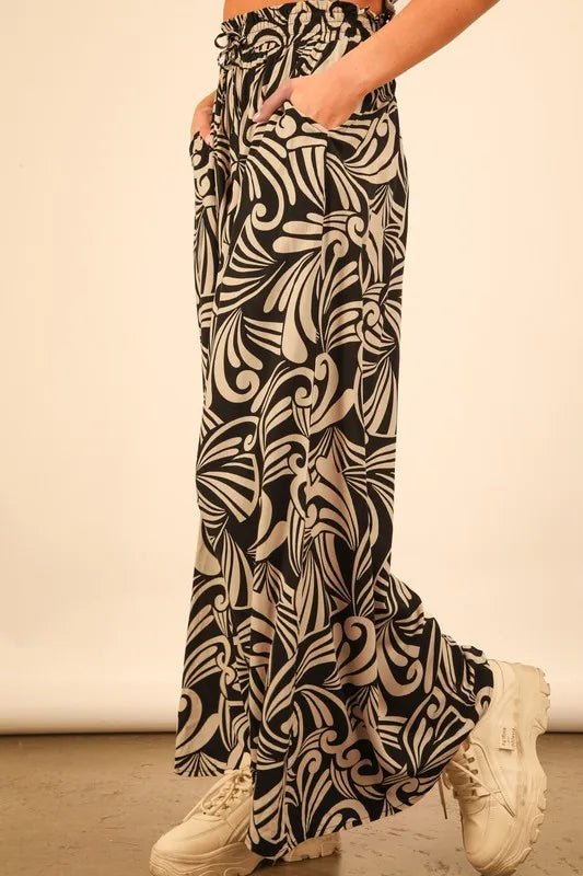 VERY J Plus Size Printed Wide Leg Pants - Blu Lotus Boutique