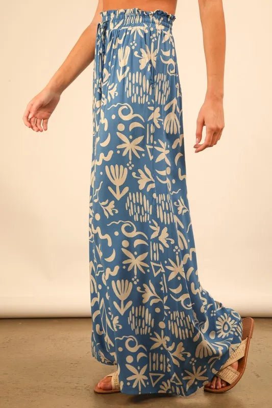 VERY J Printed Wide Leg Pants - Blu Lotus Boutique