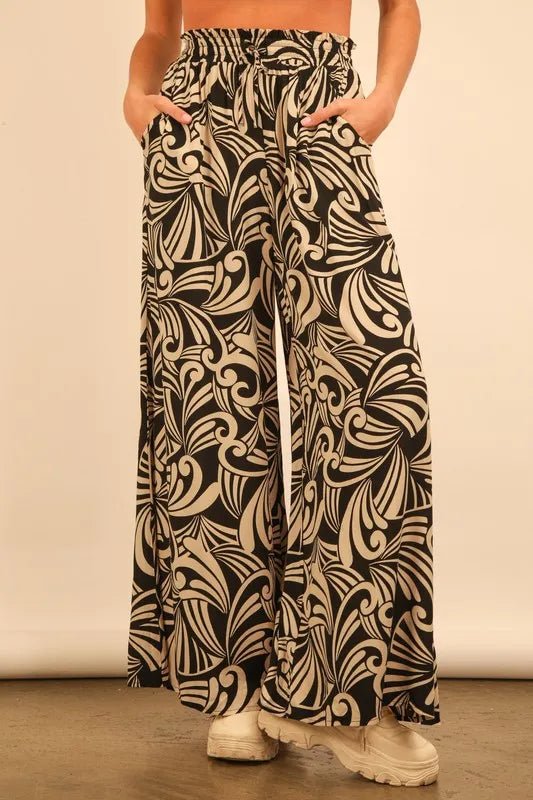 VERY J Printed Wide Leg Pants - Blu Lotus Boutique