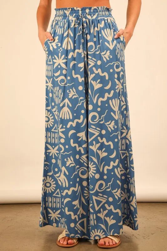 VERY J Printed Wide Leg Pants - Blu Lotus Boutique