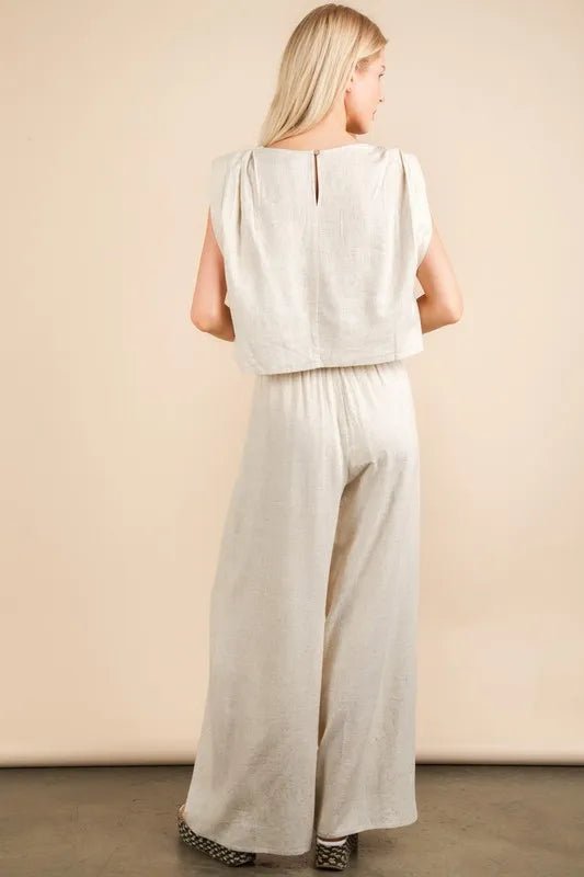 VERY J Solid Woven Top & Pants Set - Blu Lotus Boutique