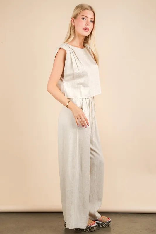VERY J Solid Woven Top & Pants Set - Blu Lotus Boutique