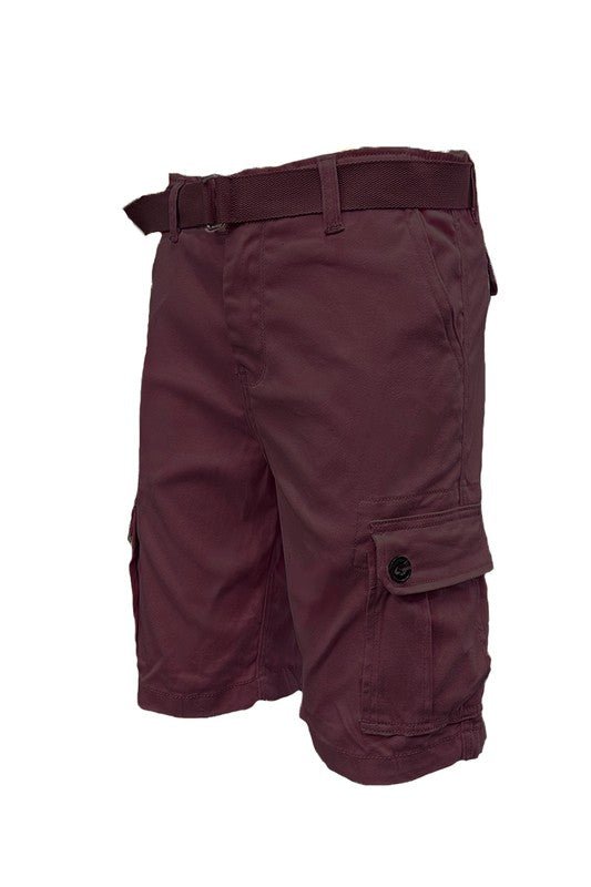Weiv Mens Belted Cargo Shorts with Belt - Blu Lotus Boutique