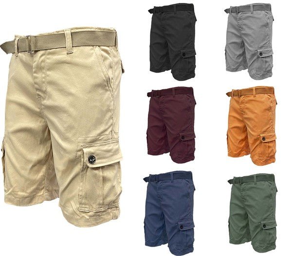 Weiv Mens Belted Cargo Shorts with Belt - Blu Lotus Boutique