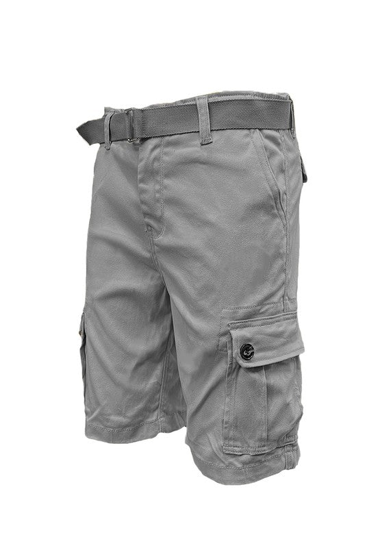 Weiv Mens Belted Cargo Shorts with Belt - Blu Lotus Boutique
