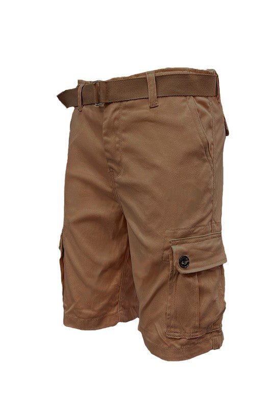 Weiv Mens Belted Cargo Shorts with Belt - Blu Lotus Boutique