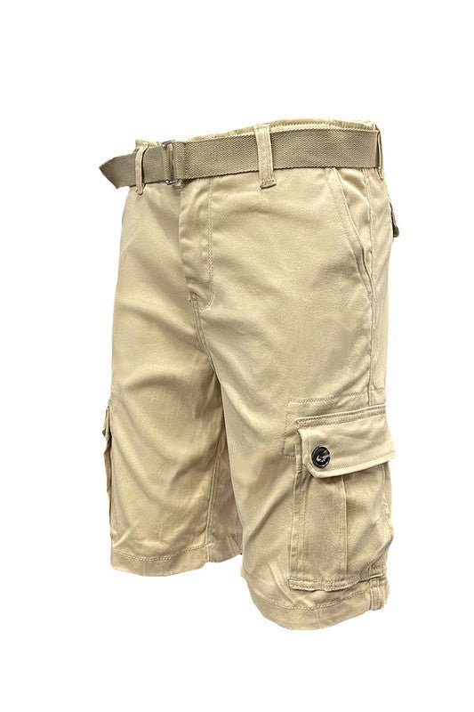 Weiv Mens Belted Cargo Shorts with Belt - Blu Lotus Boutique