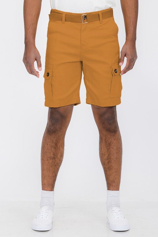 Weiv Mens Belted Cargo Shorts with Belt - Blu Lotus Boutique