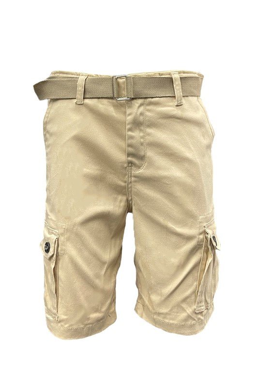 Weiv Mens Belted Cargo Shorts with Belt - Blu Lotus Boutique