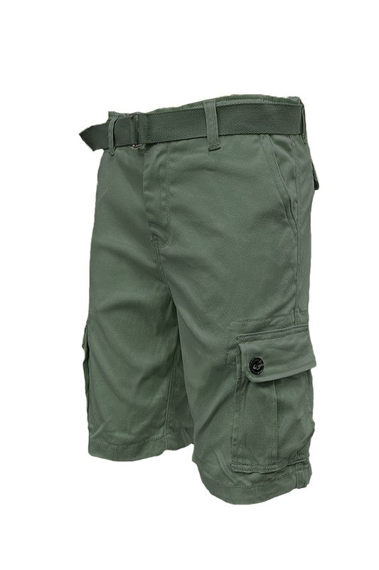 Weiv Mens Belted Cargo Shorts with Belt - Blu Lotus Boutique