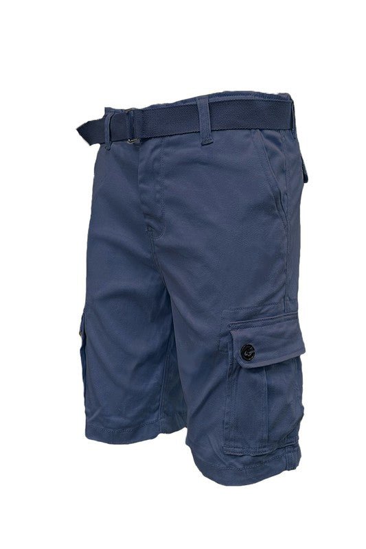 Weiv Mens Belted Cargo Shorts with Belt - Blu Lotus Boutique