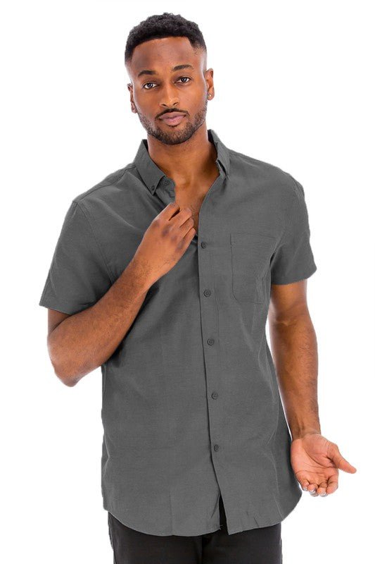 Weiv Men's Casual Short Sleeve Solid Shirts - Blu Lotus Boutique