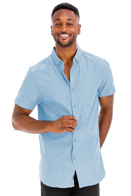 Weiv Men's Casual Short Sleeve Solid Shirts - Blu Lotus Boutique