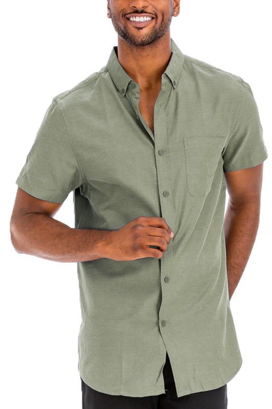Weiv Men's Casual Short Sleeve Solid Shirts - Blu Lotus Boutique