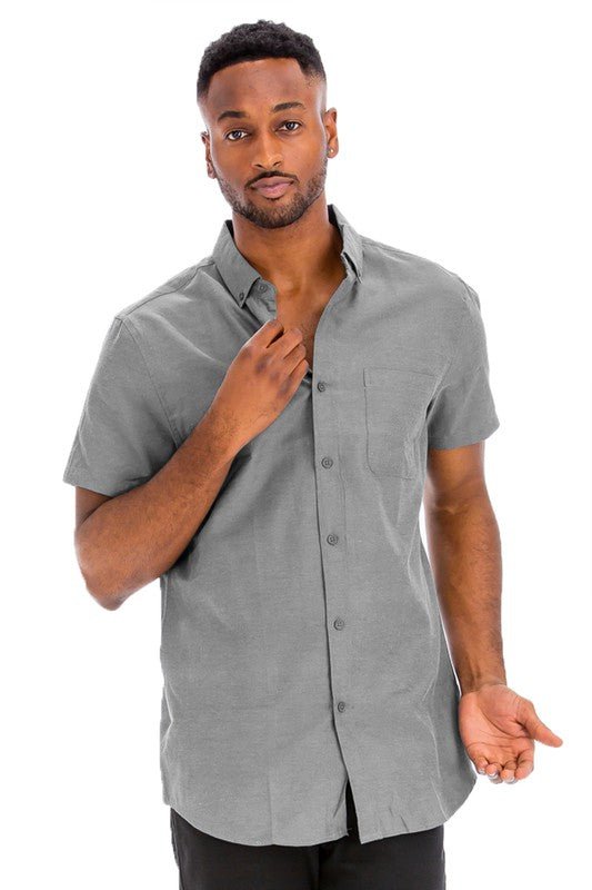 Weiv Men's Casual Short Sleeve Solid Shirts - Blu Lotus Boutique
