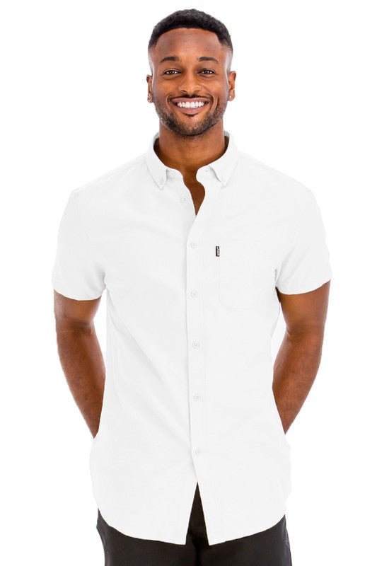 Weiv Men's Casual Short Sleeve Solid Shirts - Blu Lotus Boutique