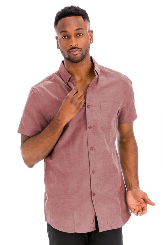 Weiv Men's Casual Short Sleeve Solid Shirts - Blu Lotus Boutique