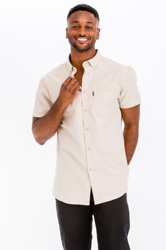 Weiv Men's Casual Short Sleeve Solid Shirts - Blu Lotus Boutique
