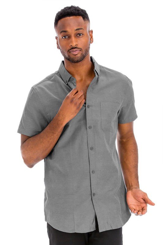 Weiv Men's Casual Short Sleeve Solid Shirts - Blu Lotus Boutique