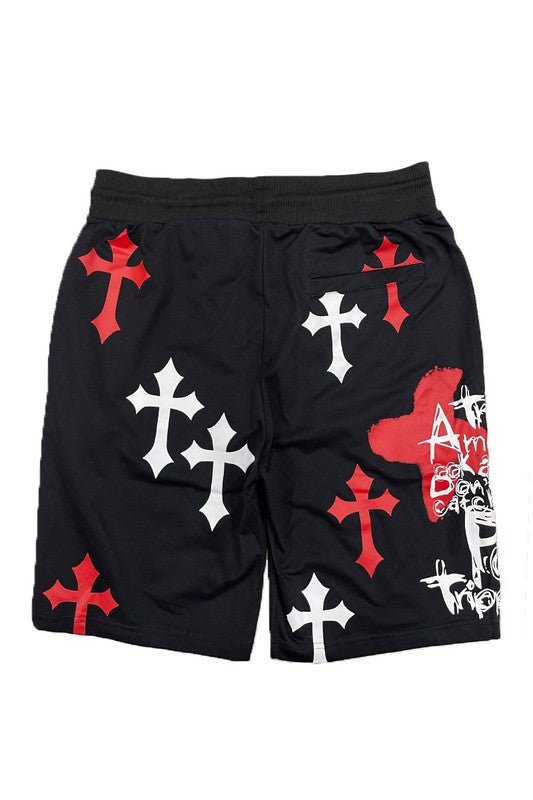 Weiv Mens Chrome Cross Skull Shorts - Blu Lotus Boutique