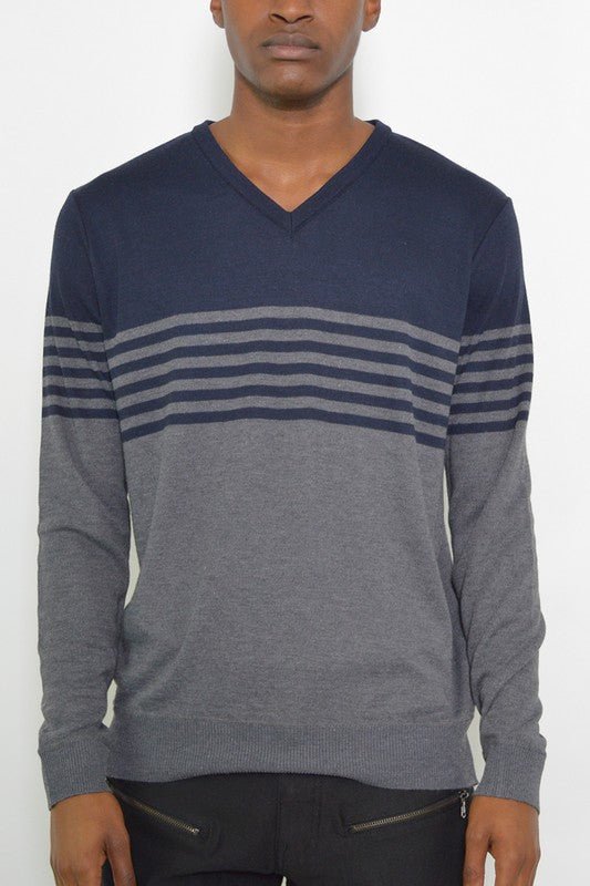 Weiv Mens Knit VNeck Pullover Sweater - Blu Lotus Boutique