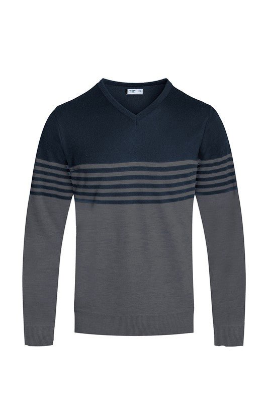 Weiv Mens Knit VNeck Pullover Sweater - Blu Lotus Boutique