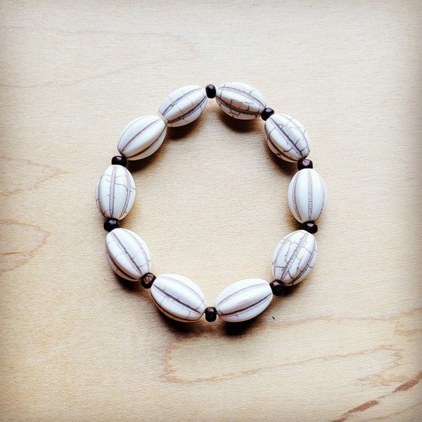 White Turquoise Melon Beaded Stretch Bracelet - Blu Lotus Boutique