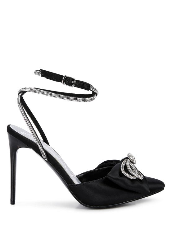 Winged High Heel Rhinestone Embellished Sandals - Blu Lotus Boutique