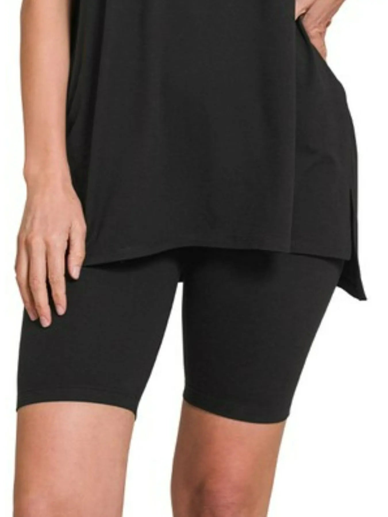 Zenana Brushed Dty Microfiber Round Neck Top and Biker Shorts Set - Blu Lotus Boutique