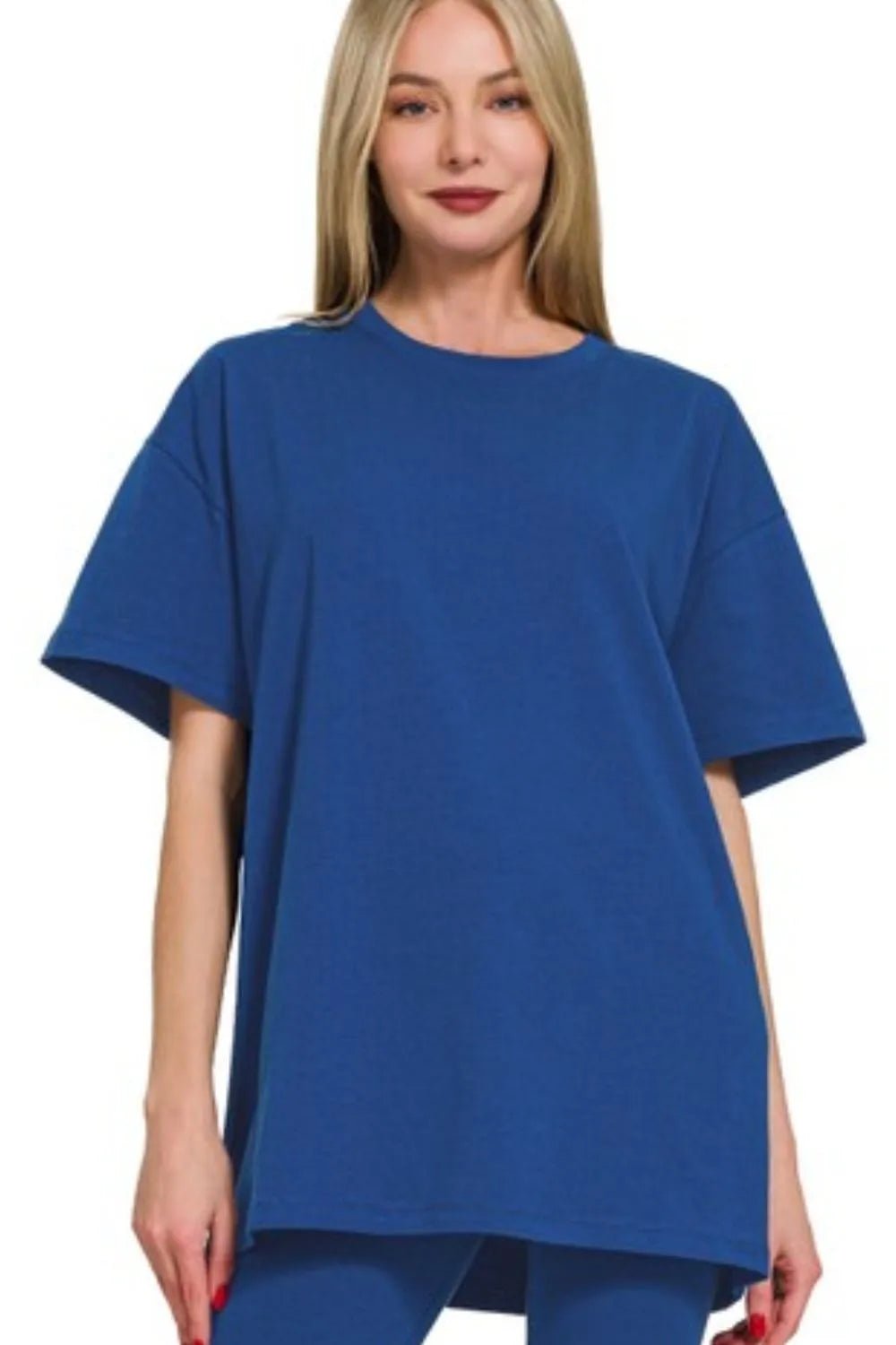 Zenana Cotton Round Neck Top & Legging Set - Blu Lotus Boutique