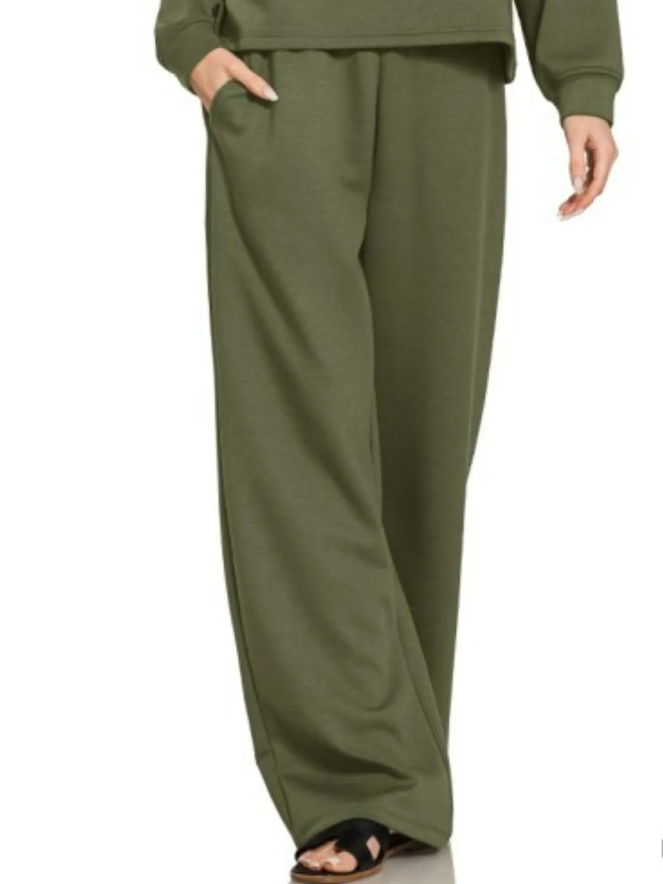 Zenana Scuba Crewneck Sweatshirt and Pants Set - Blu Lotus Boutique