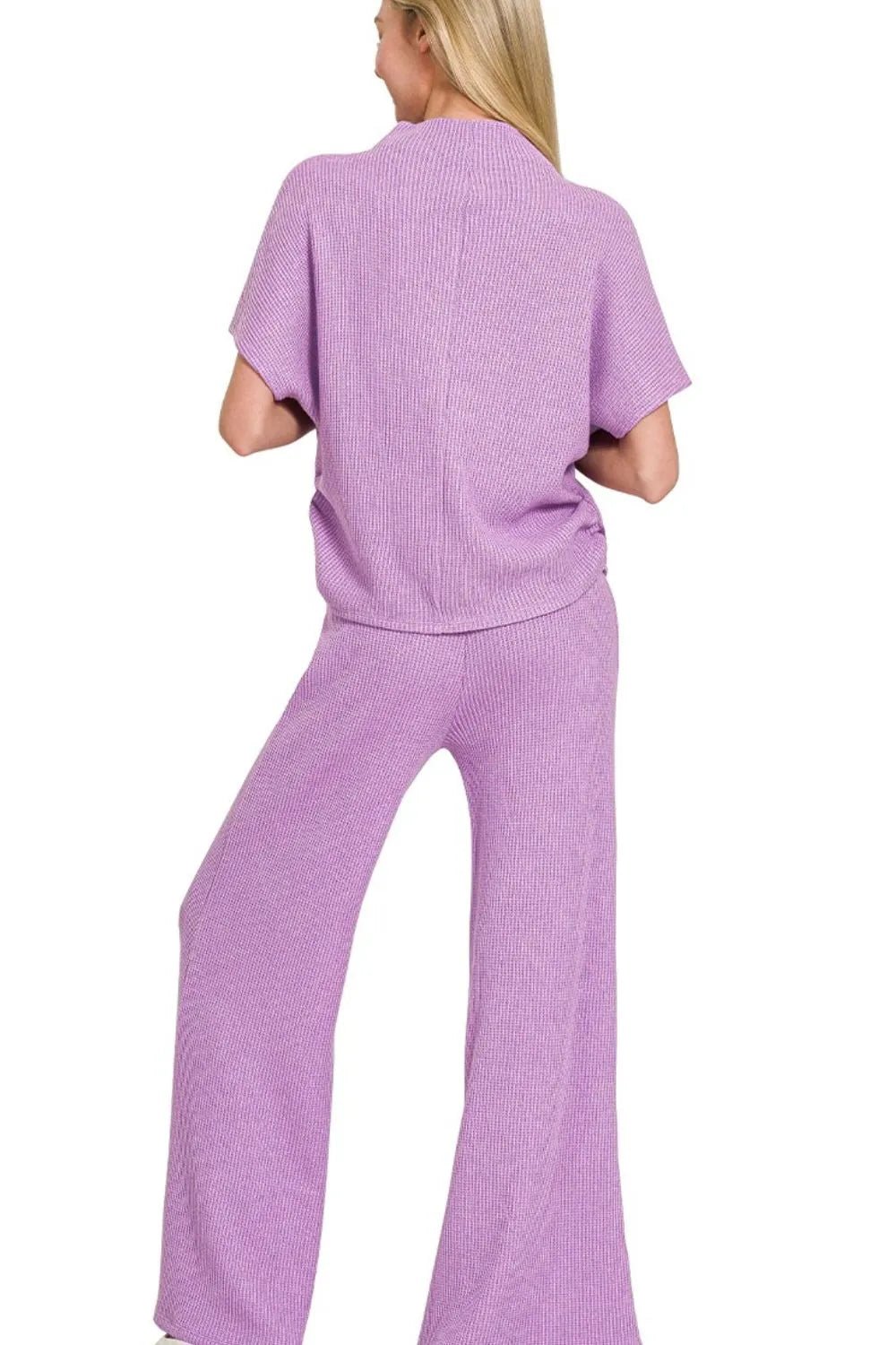 Zenana Sweater Mock Neck Top & Long Pants Set - Blu Lotus Boutique