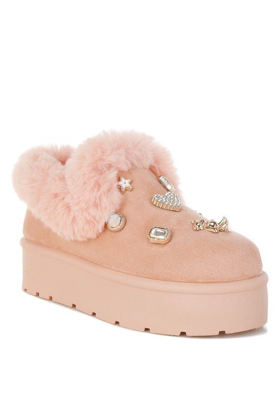 Zeta Charm Detail Slip On Snow Boots - Blu Lotus Boutique