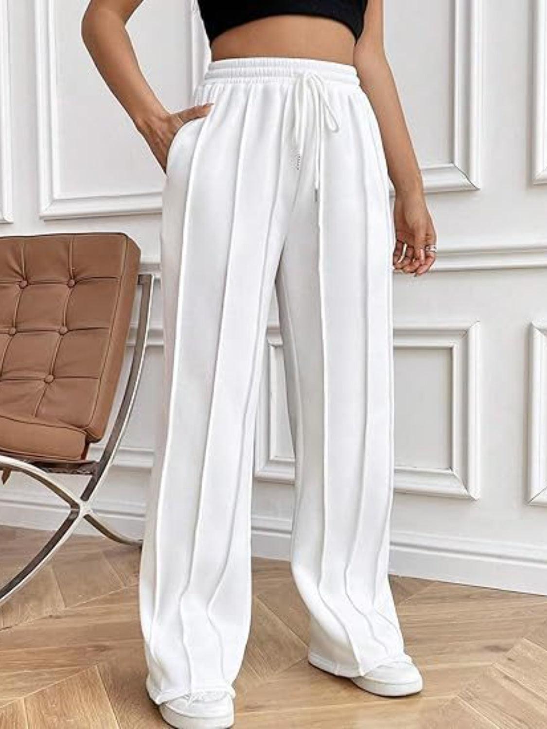 Drawstring Wide Leg Pants with Pockets - Blu Lotus Boutique