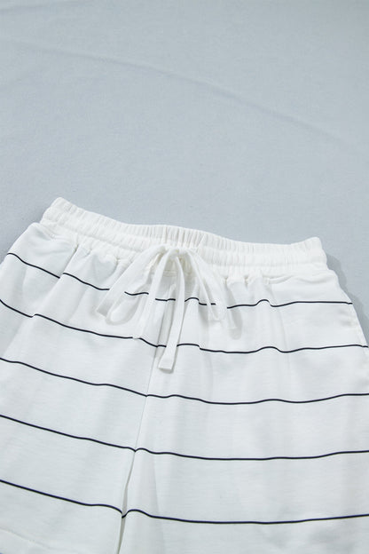 Stripe Short Sleeve Tee & Drawstring Shorts Set