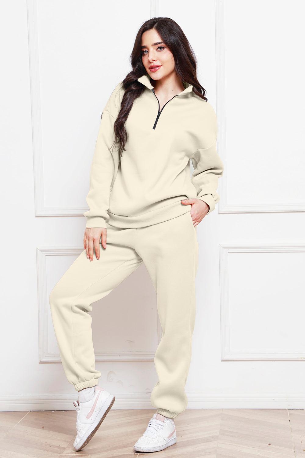 Half Zip Long Sleeve Sweatshirt and Pants Set - Blu Lotus Boutique