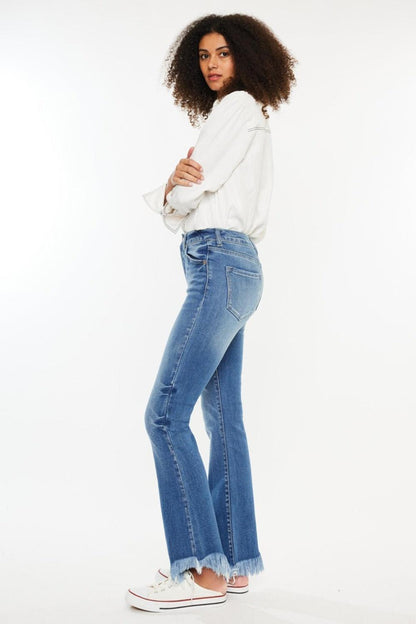 Kancan High Rise Frayed Hem Jeans - Blu Lotus Boutique