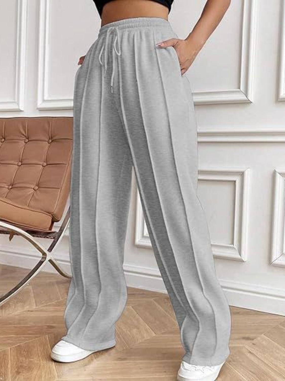 Drawstring Wide Leg Pants with Pockets - Blu Lotus Boutique