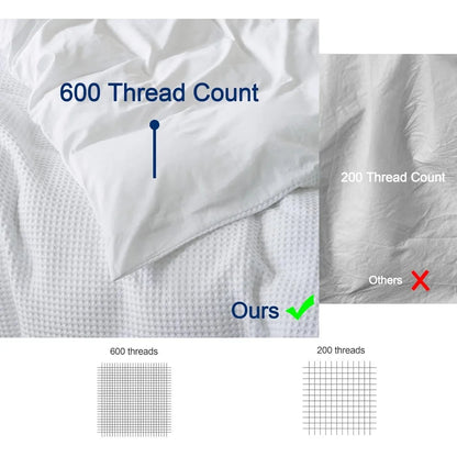 100% Egyptian Cotton Duvet Cover Set King Size, Waffle Weave Duvet Cover, 600 TC Soft Breathable Luxury Textured Bedding Set for - Blu Lotus Boutique